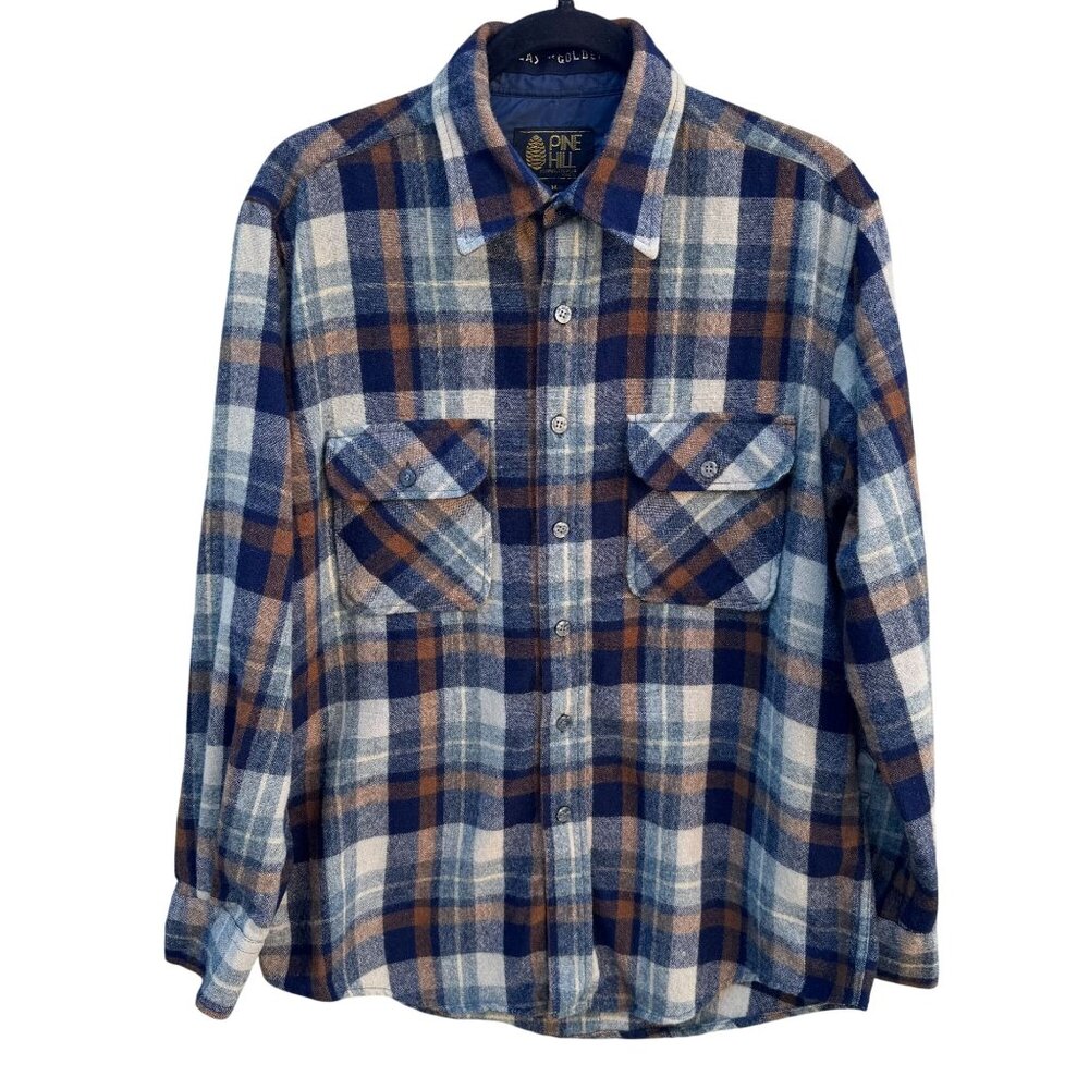 Pine Hill Vintage 80s Grunge Cabin Lumberjack Wool Blend Plaid Flannel Shirt M